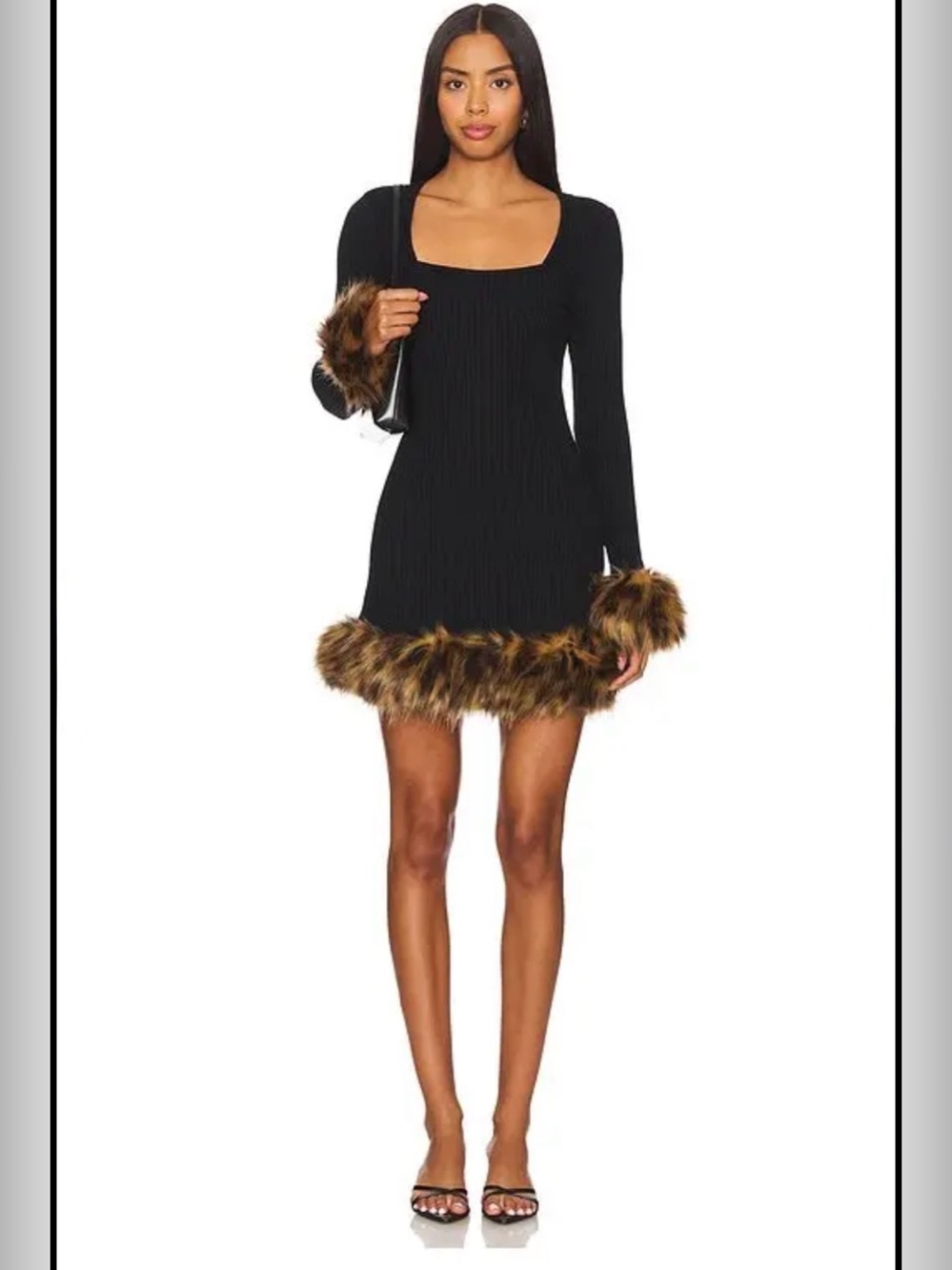 Show Me Your MuMu Dress - Leopard Faux Fur Mini Long Sleeve Dress